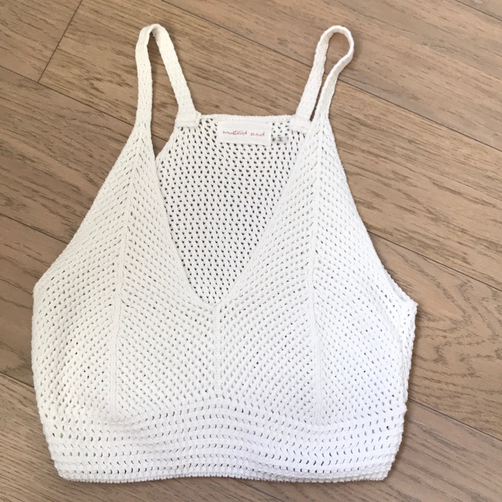 Never worn. White mustard seed crochet crop top.